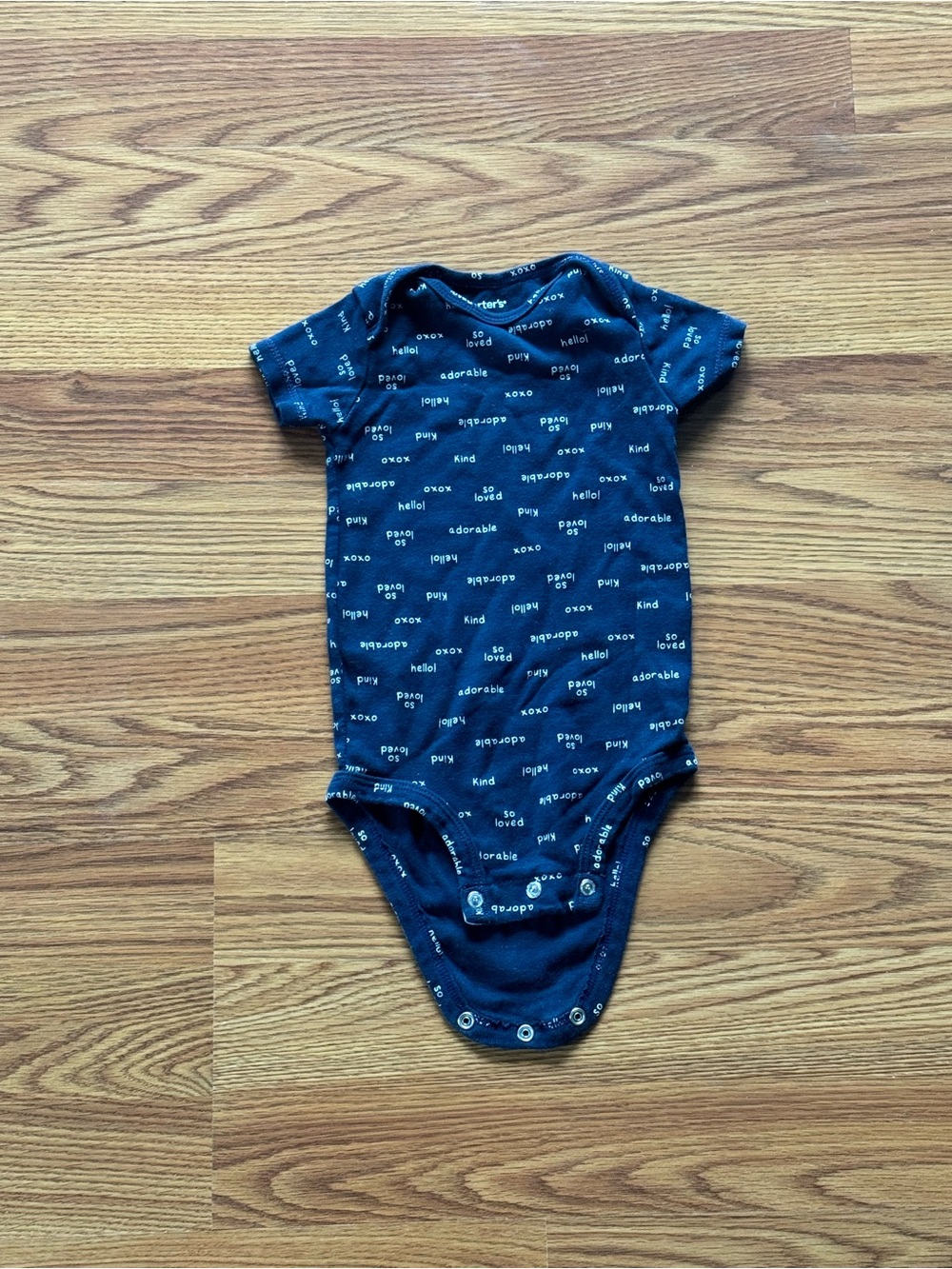 Carter's Navy Blue Short-Sleeve Bodysuit with Positive Word Print